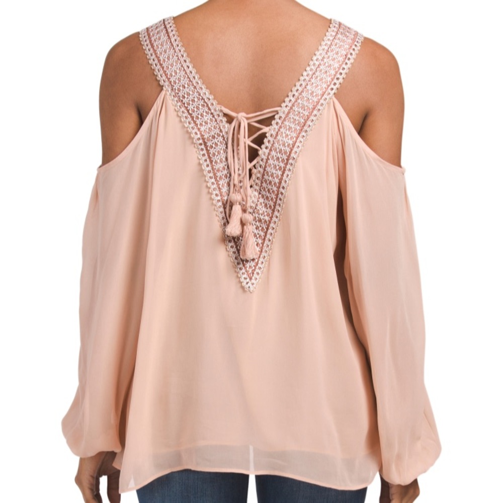 ✨HOST PICK✨ Love Sam Blush Lace-Up Blouse